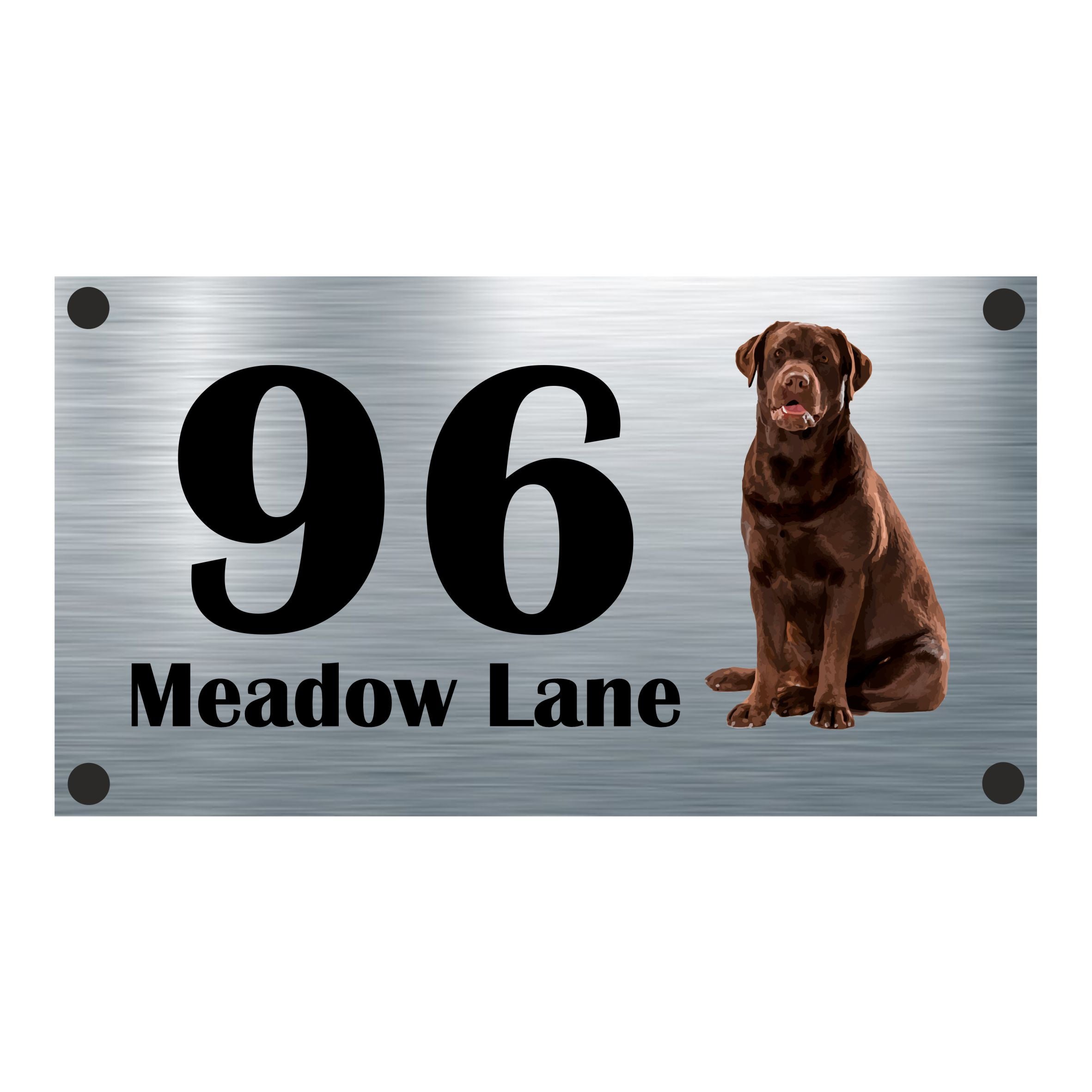 Dog Collection - Chocolate Labrador Aluminium House Sign - Personalised