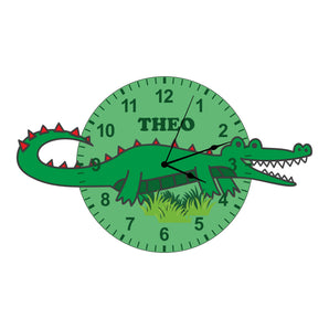 Unique Crocodile Shaped Kids Silent Clock - Bespoke Personalised Special Gift