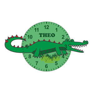 Unique Crocodile Shaped Kids Silent Clock - Bespoke Personalised Special Gift