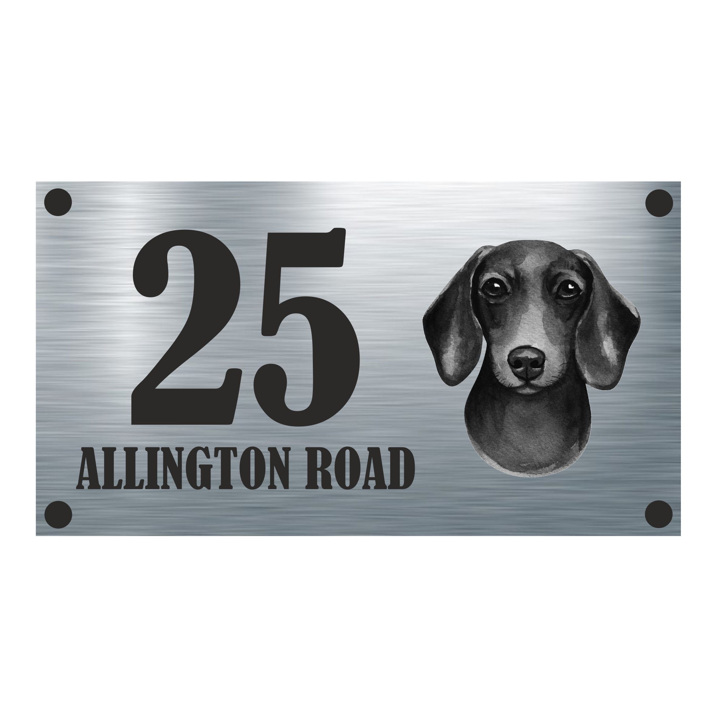 Dog Collection - Dachshund Aluminium House Sign - Personalised