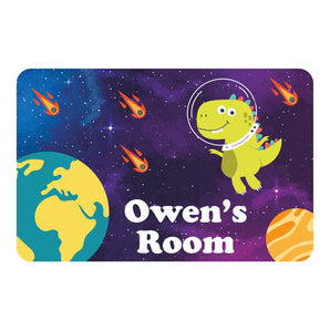 Personalised Dinosaur Astronaut Planets Rocket Kids Bedroom Door Sign - Unique Gift