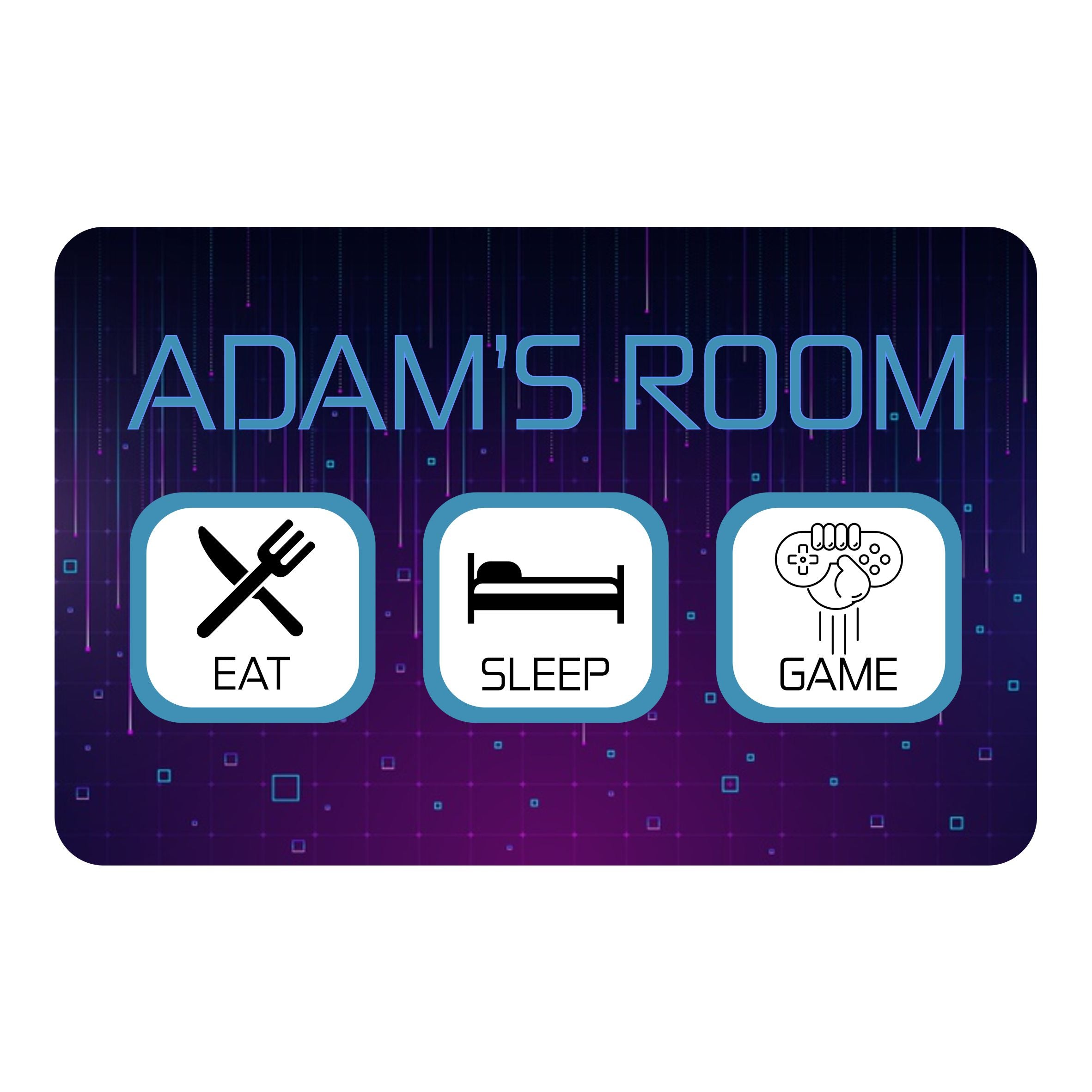 Personalised EAT SLEEP GAME - Kids Bedroom Door Sign - Unique Gift