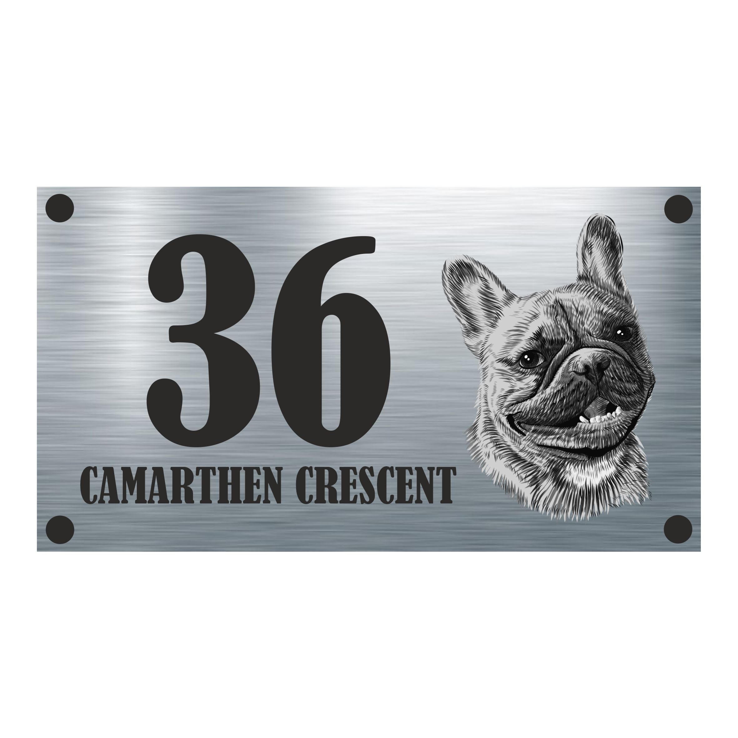 Dog Collection - French Bulldog Aluminium House Sign - Personalised