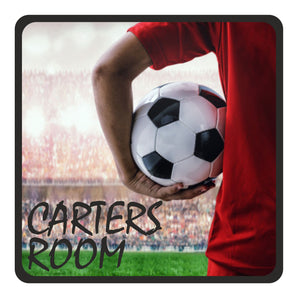 Personalised Football Under Arm Design Kids Bedroom Door Sign - Unique Gift