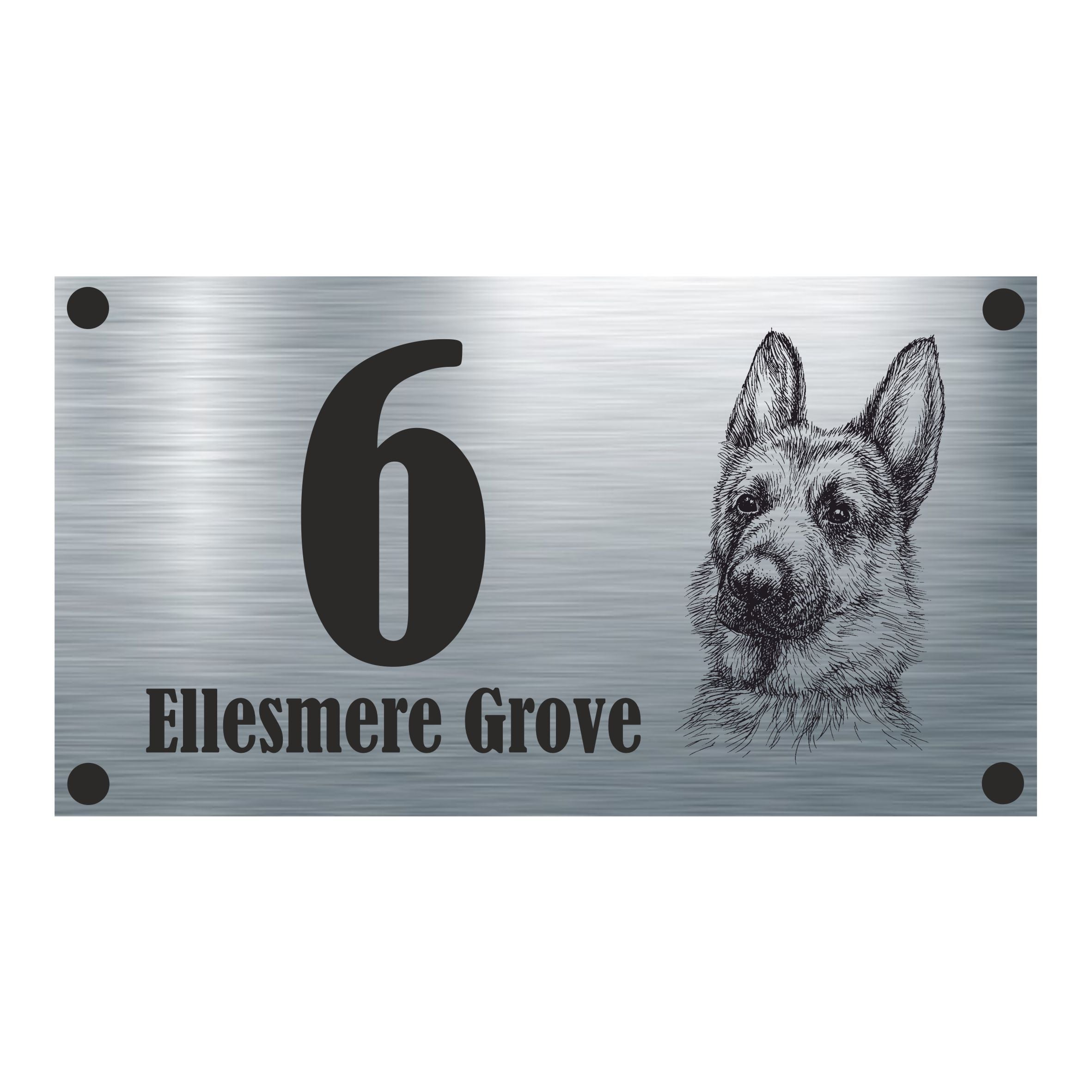 Dog Collection - German Shepherd Aluminium House Sign - Personalised