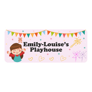 Personalised Girls Play House / Play Room / Kids Bedroom Door Sign - Unique Gift