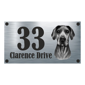 Dog Collection - Great Dane Aluminium House Sign - Personalised