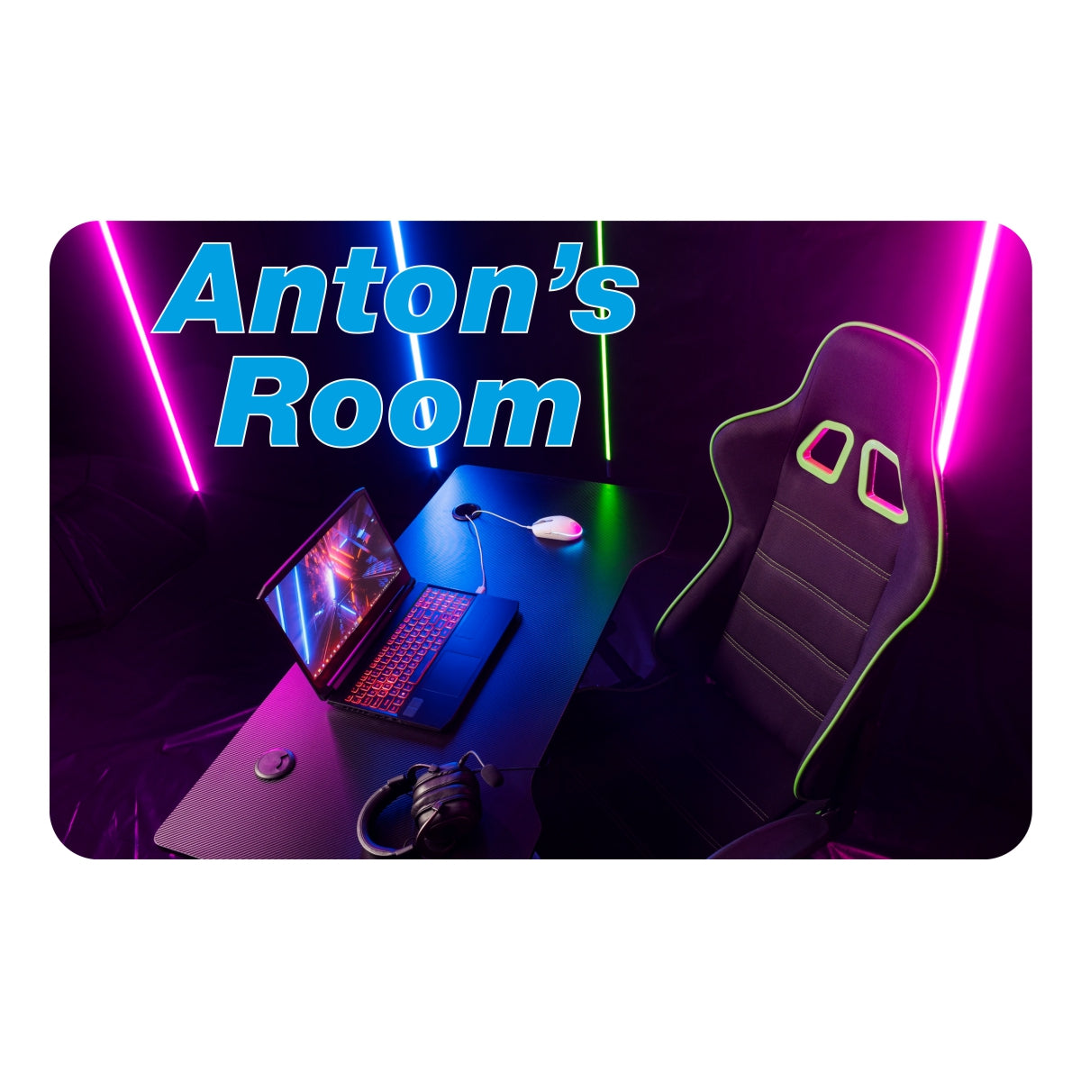 Personalised Gaming Scene Kids Bedroom Door Sign - Unique Gift