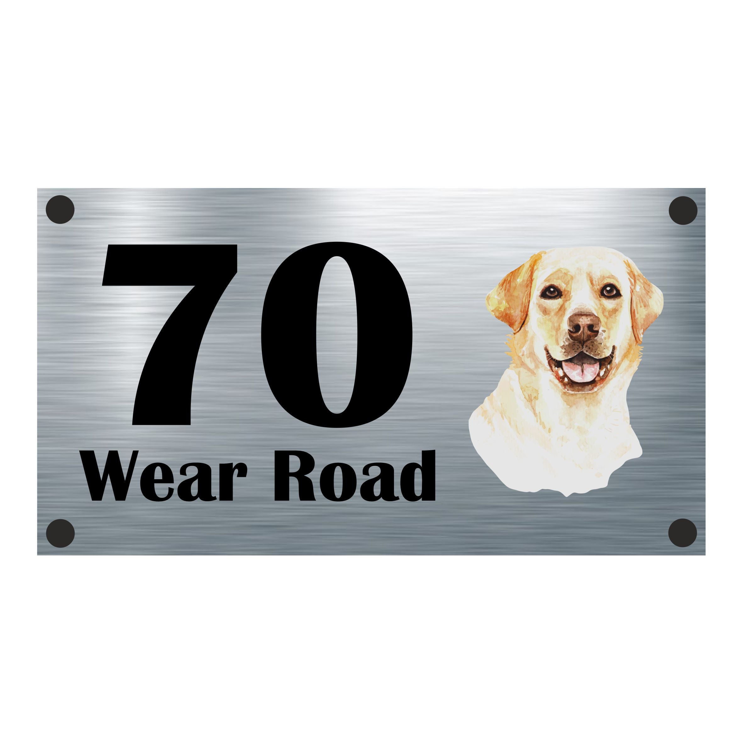 Dog Collection - Golden Labrador Aluminium House Sign - Personalised