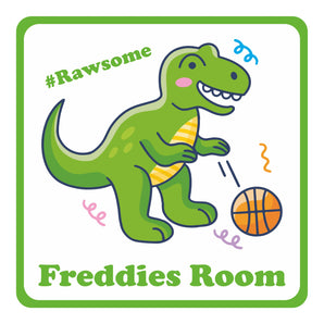 Personalised Green Dinosaur Kids Bedroom Door Sign - Unique Gift