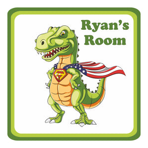 Personalised Super Dinosaur Kids Bedroom Door Sign - Unique Gift