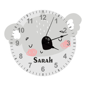 Koala Shaped Kids Silent Clock - Bespoke Personalised Special Gift