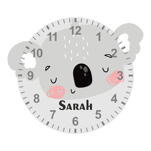 Koala Shaped Kids Silent Clock - Bespoke Personalised Special Gift