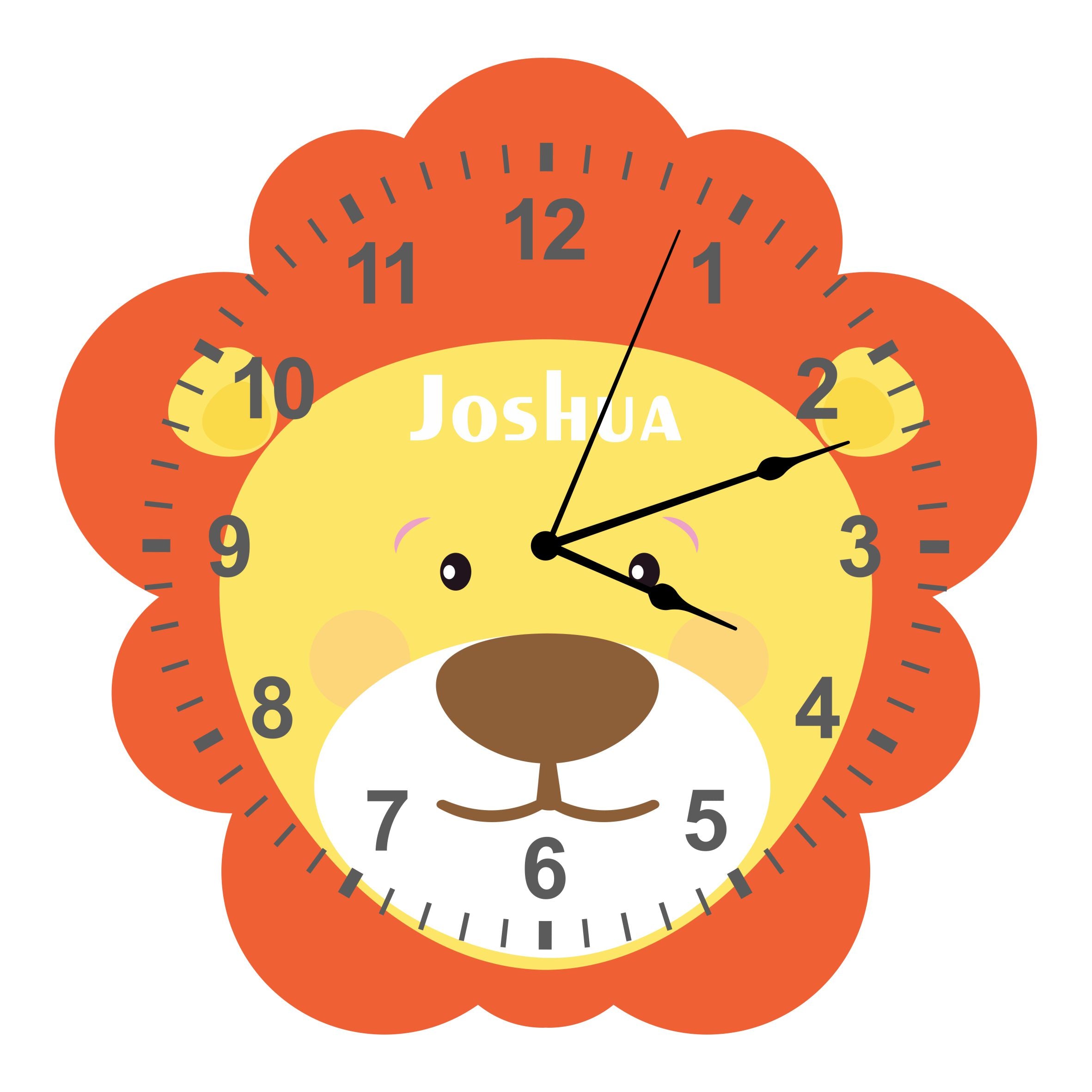 Lion Shaped Kids Silent Clock - Bespoke Personalised Special Gift