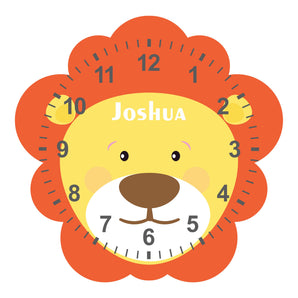 Lion Shaped Kids Silent Clock - Bespoke Personalised Special Gift