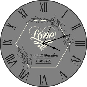 Love / Wedding Anniversary Clock - Bespoke Personalised Wedding Day / Anniversary Gift (30cm Silent Clock)