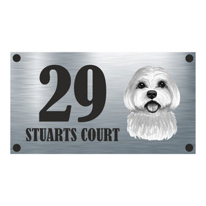 Dog Collection - Maltese Aluminium House Sign - Personalised