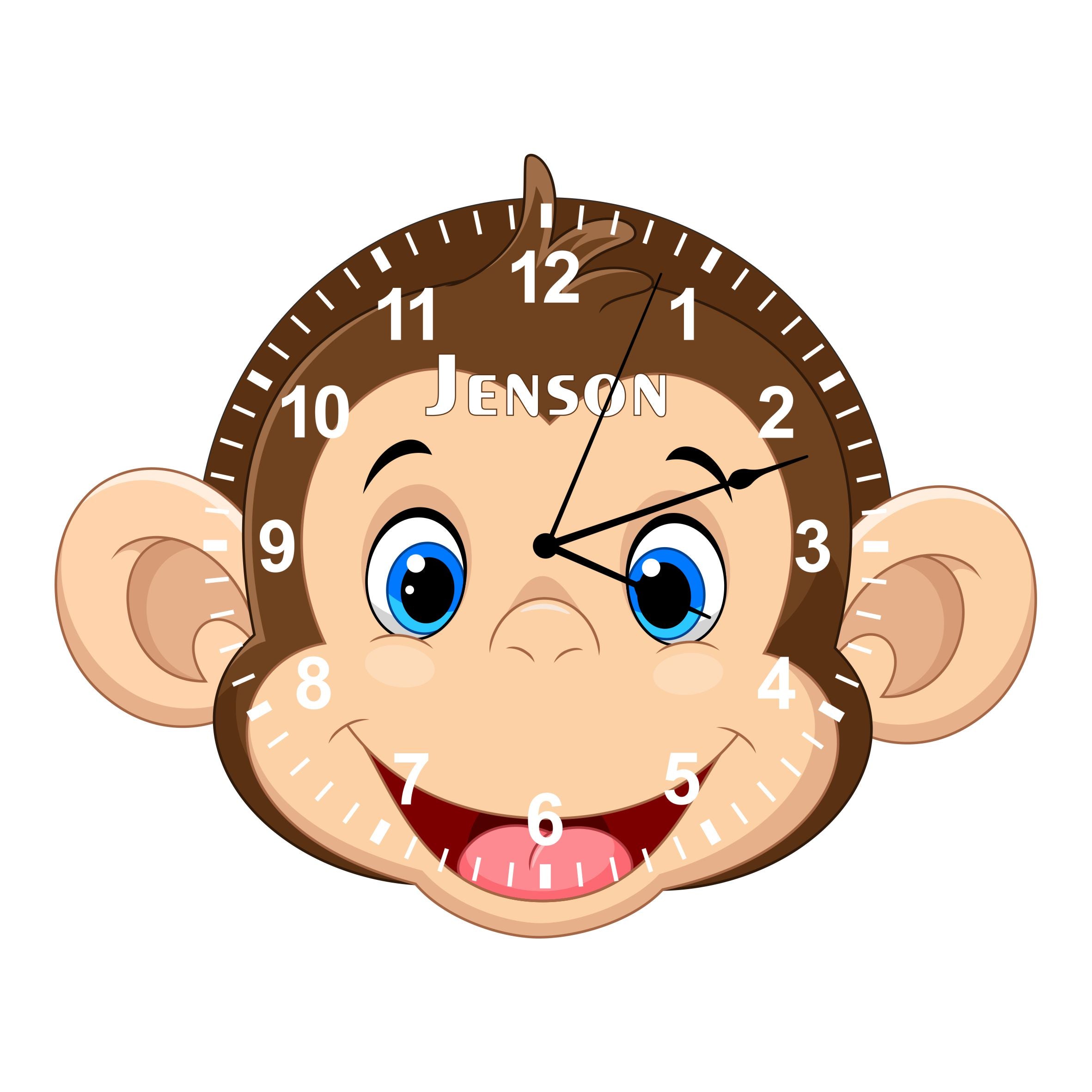 Monkey Shaped Kids Silent Clock - Bespoke Personalised Special Gift