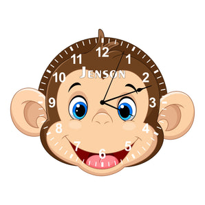 Monkey Shaped Kids Silent Clock - Bespoke Personalised Special Gift