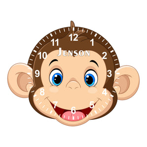 Monkey Shaped Kids Silent Clock - Bespoke Personalised Special Gift