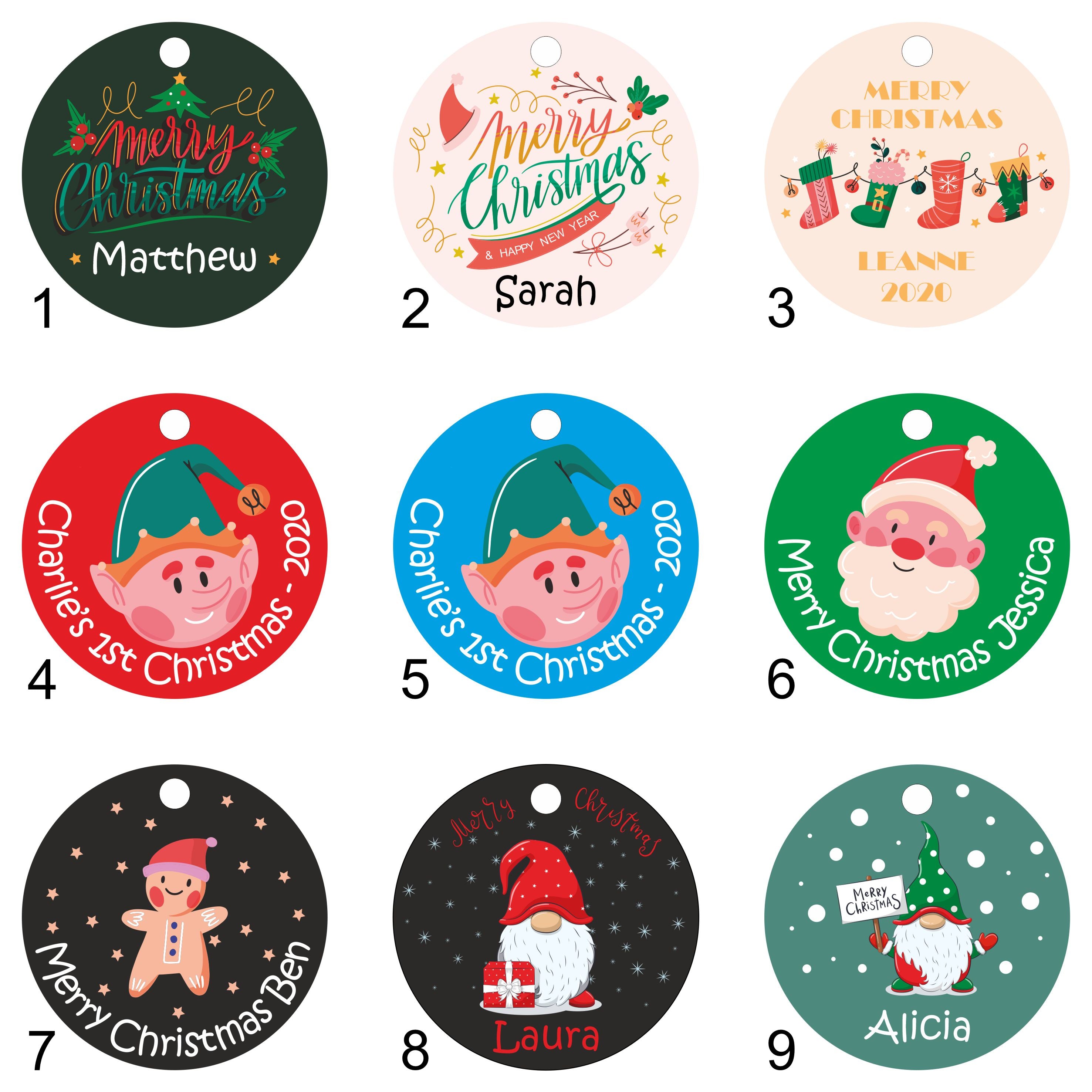 Christmas Baubles - Adult / Kids Custom Designed Printed Baubles with Any Name - Ideal as a Gift Tag