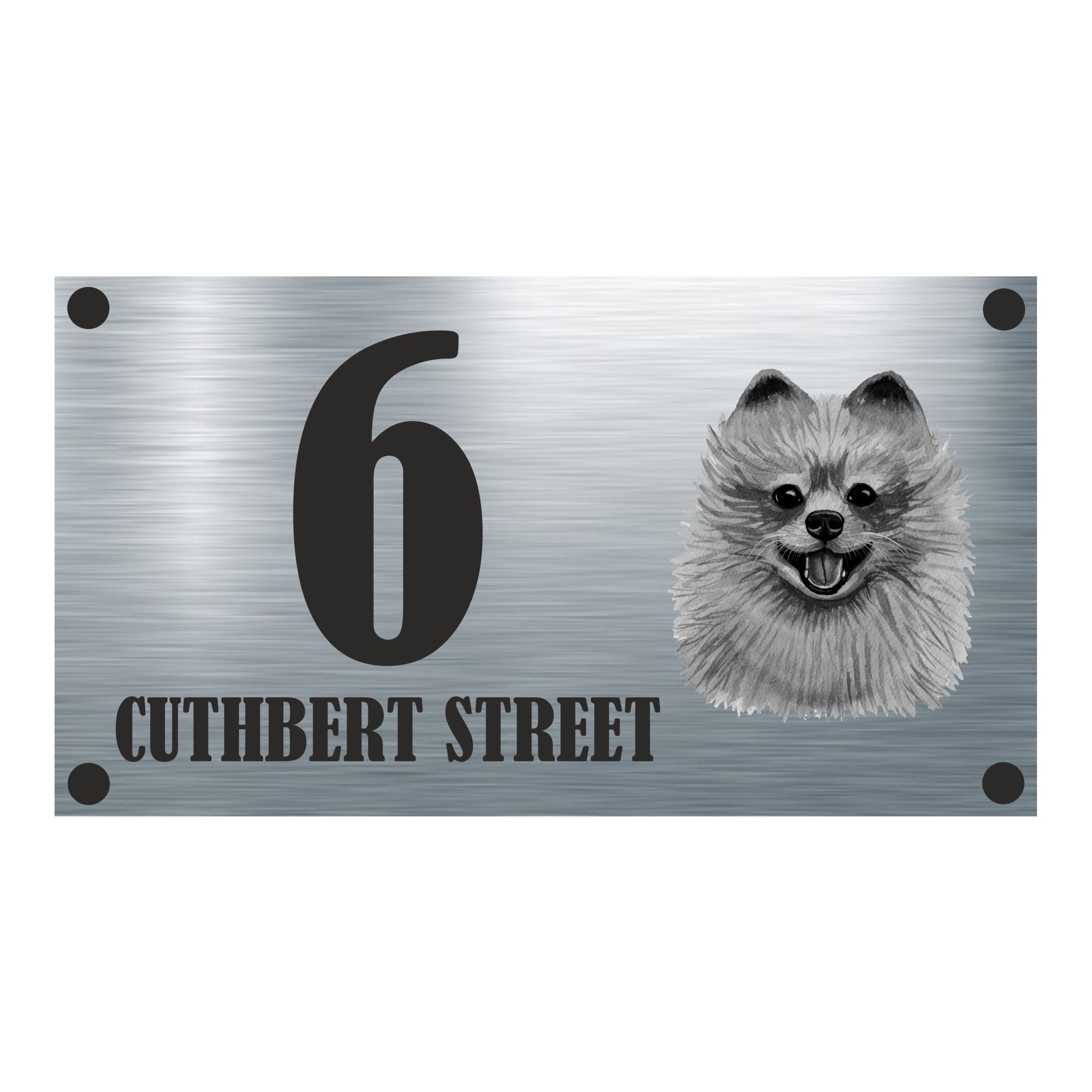 Dog Collection - Pomeranian Aluminium House Sign - Personalised