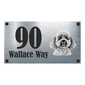 Dog Collection - Poodle Aluminium House Sign - Personalised