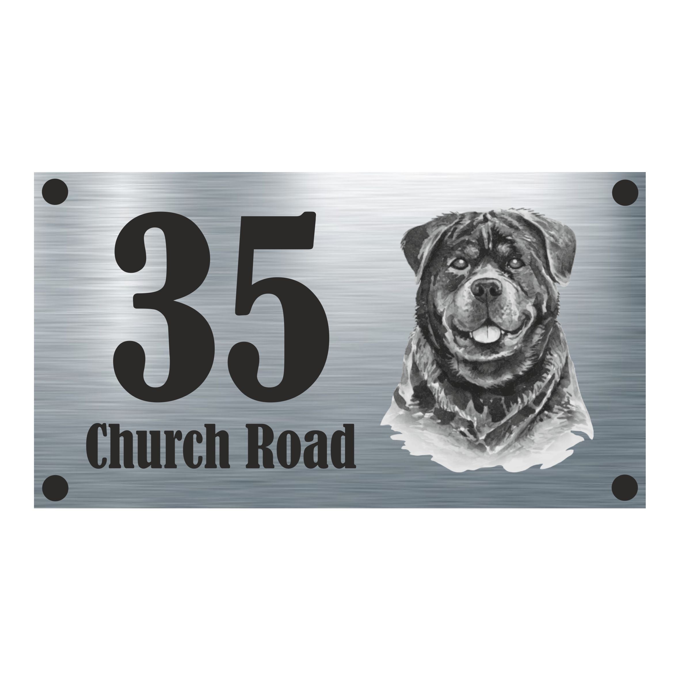 Dog Collection - Rottweiler Aluminium House Sign - Personalised