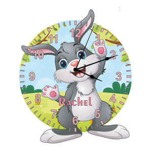 Rabbit Shaped Kids Silent Clock - Bespoke Personalised Special Gift