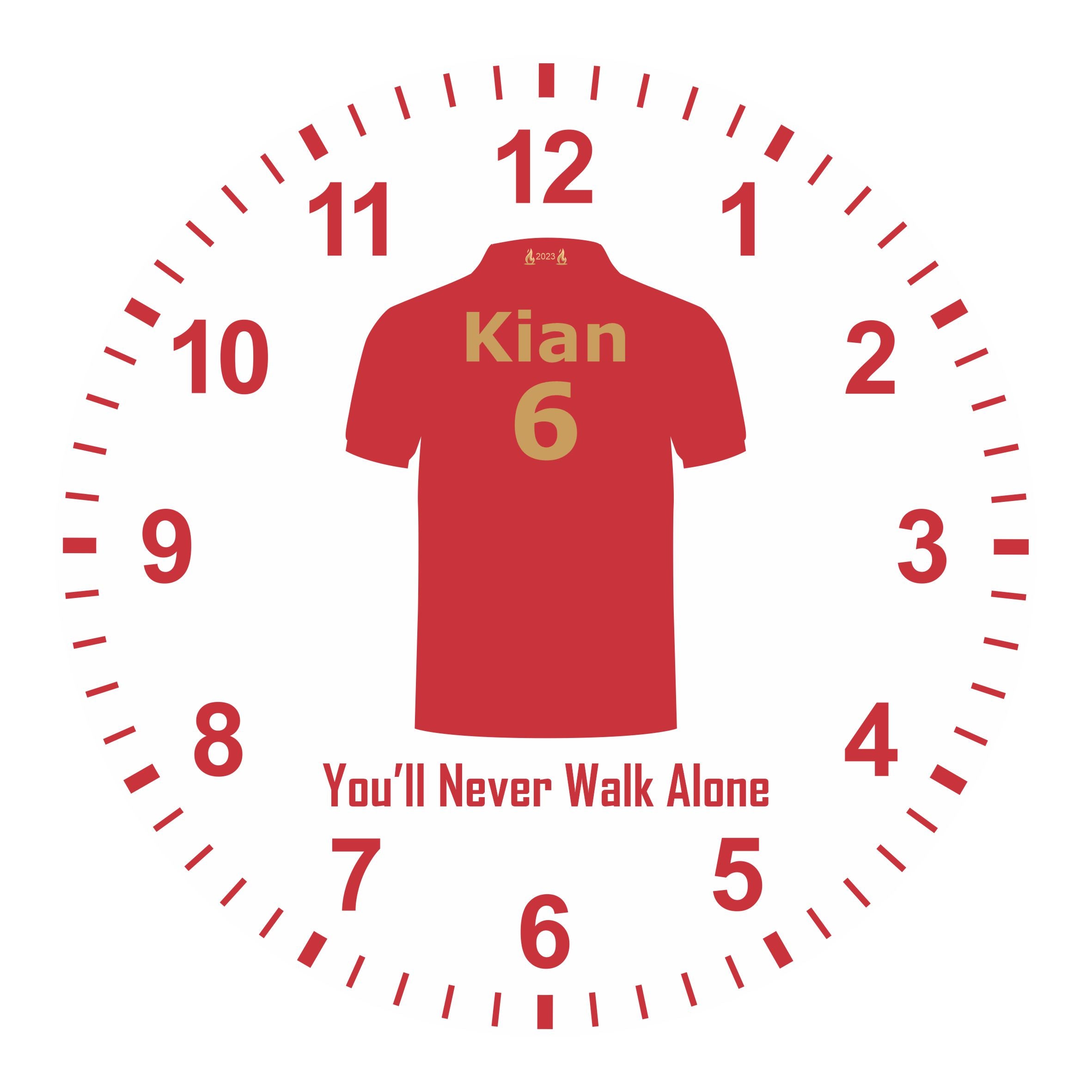 Red Football Shirt Kids Silent Clock - Bespoke Personalised Special Gift