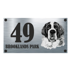 Dog Collection - Saint Bernard Aluminium House Sign - Personalised