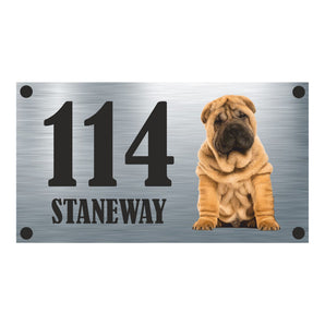 Dog Collection - Shar Pei Aluminium House Sign - Personalised