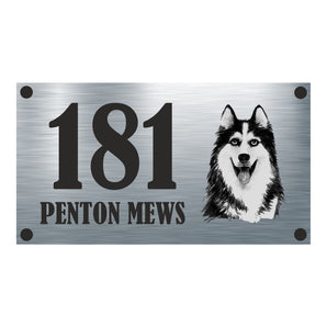 Dog Collection - Siberian Husky Aluminium House Sign - Personalised