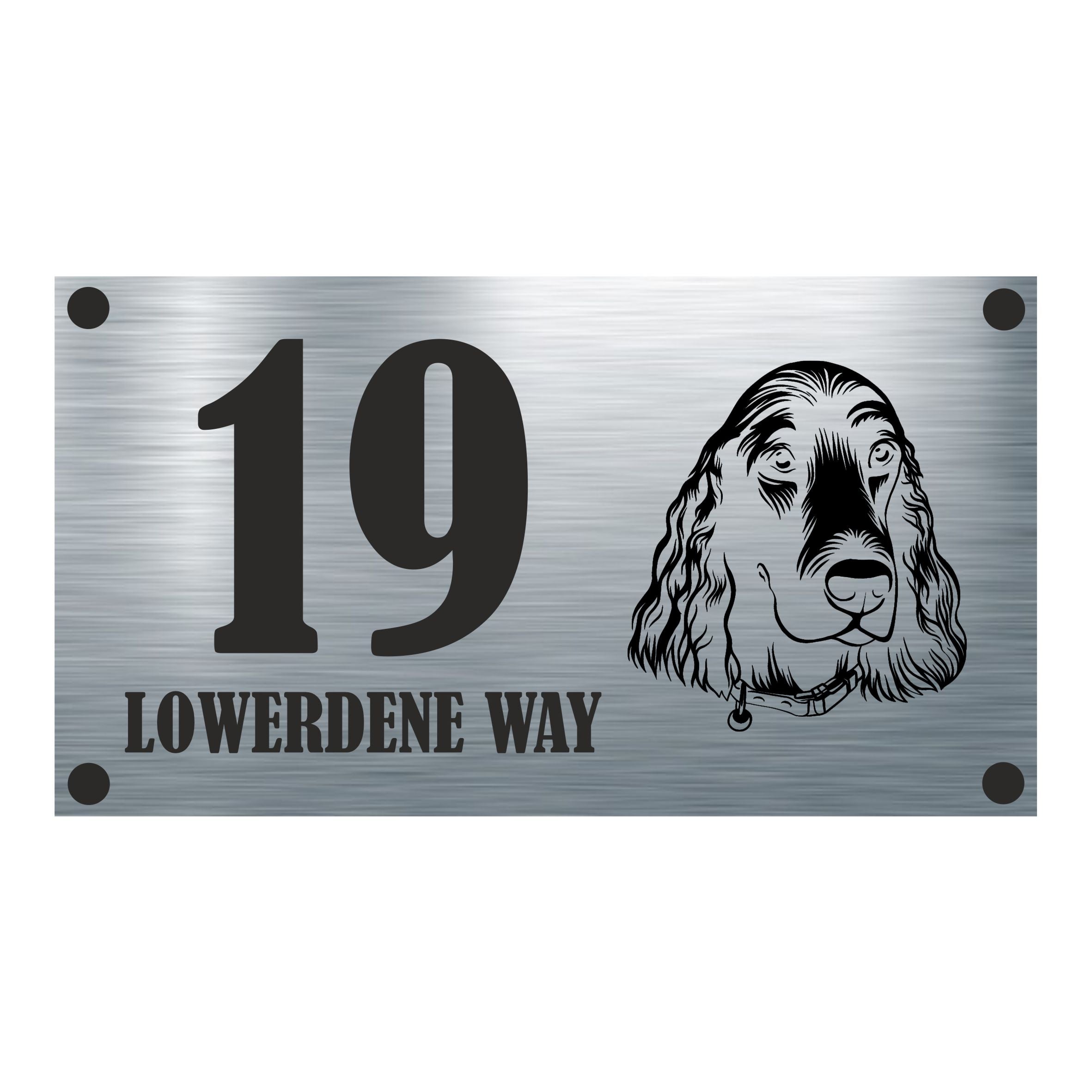 Dog Collection - Spaniel Aluminium House Sign - Personalised