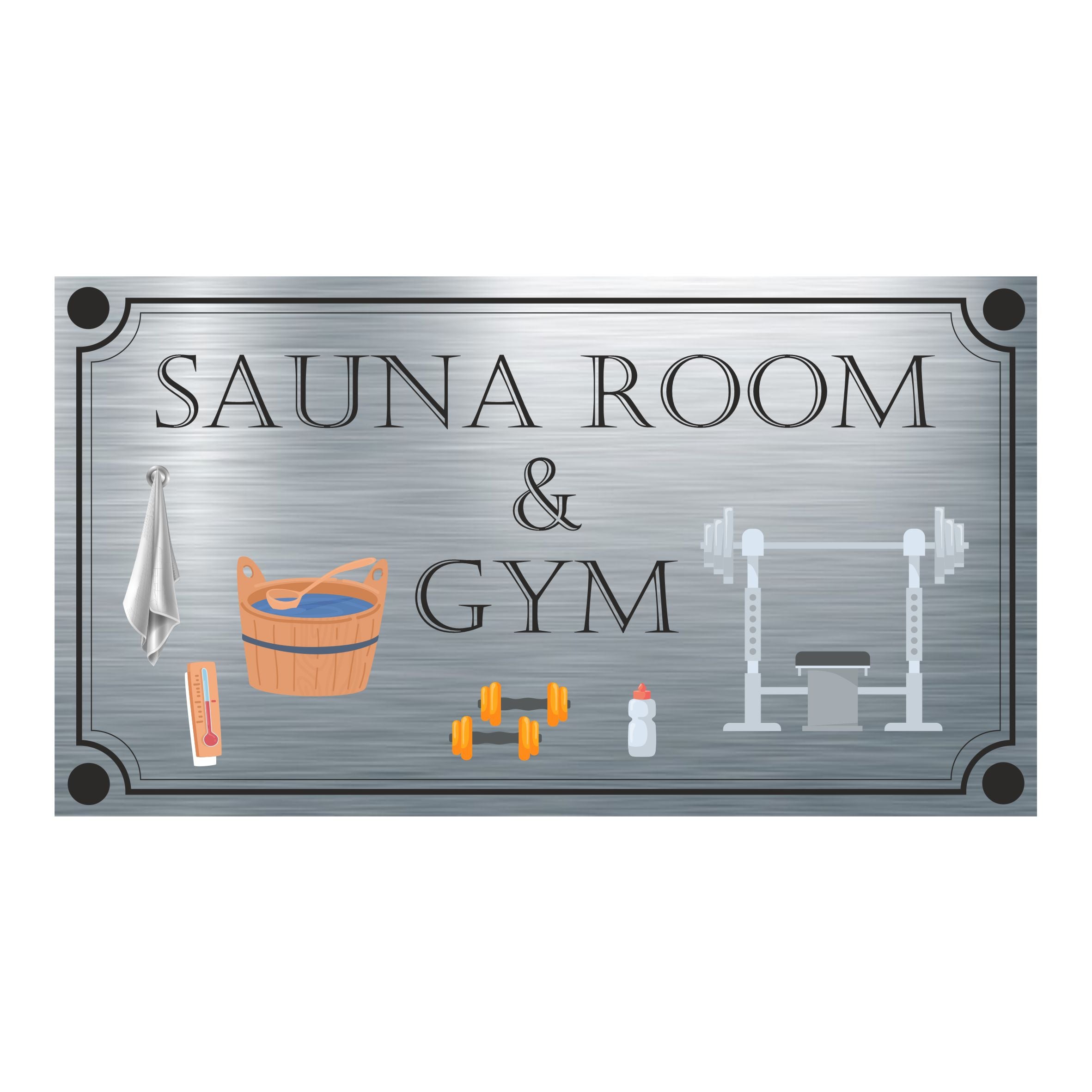 FUN - Sauna Room & Gym Aluminium Plaque ( 11cm x 20cm )