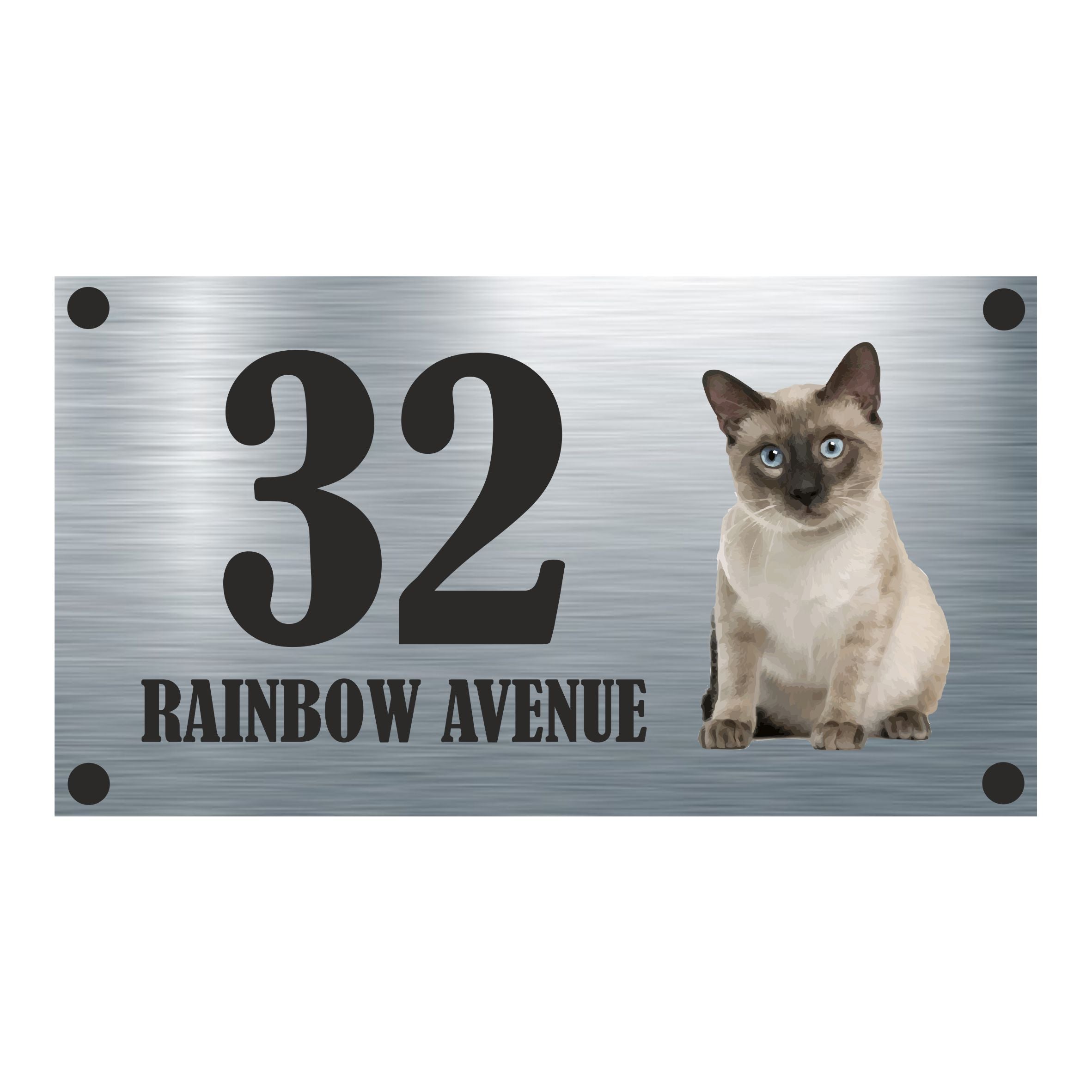 Cat Collection - Siamese Cat Aluminium House Sign - Personalised