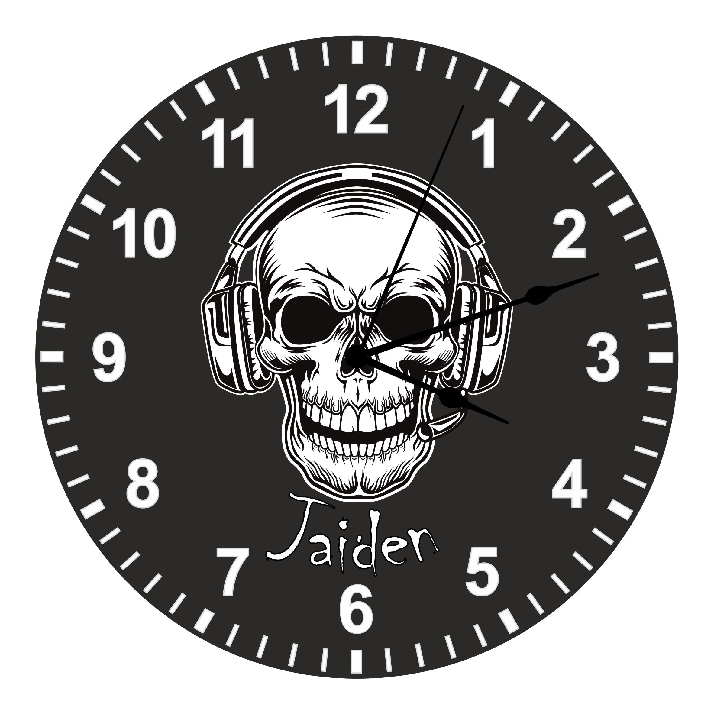 Skull Gaming Kids Silent Clock - Bespoke Personalised Special Gift