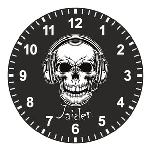 Skull Gaming Kids Silent Clock - Bespoke Personalised Special Gift