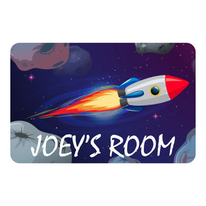 Personalised Space Rocket Kids Bedroom Door Sign - Unique Gift