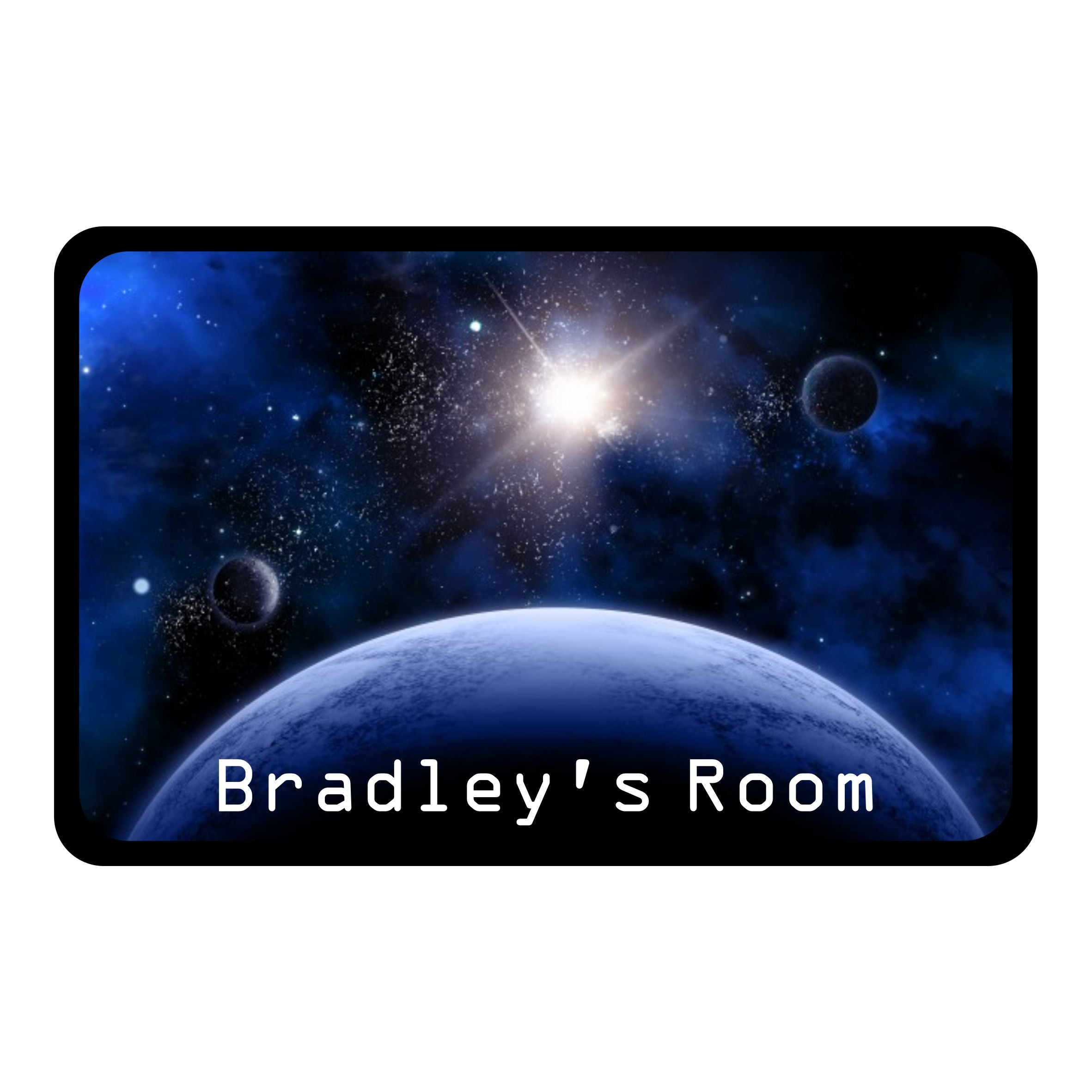 Personalised Space Scene Kids Bedroom Door Sign - Unique Gift