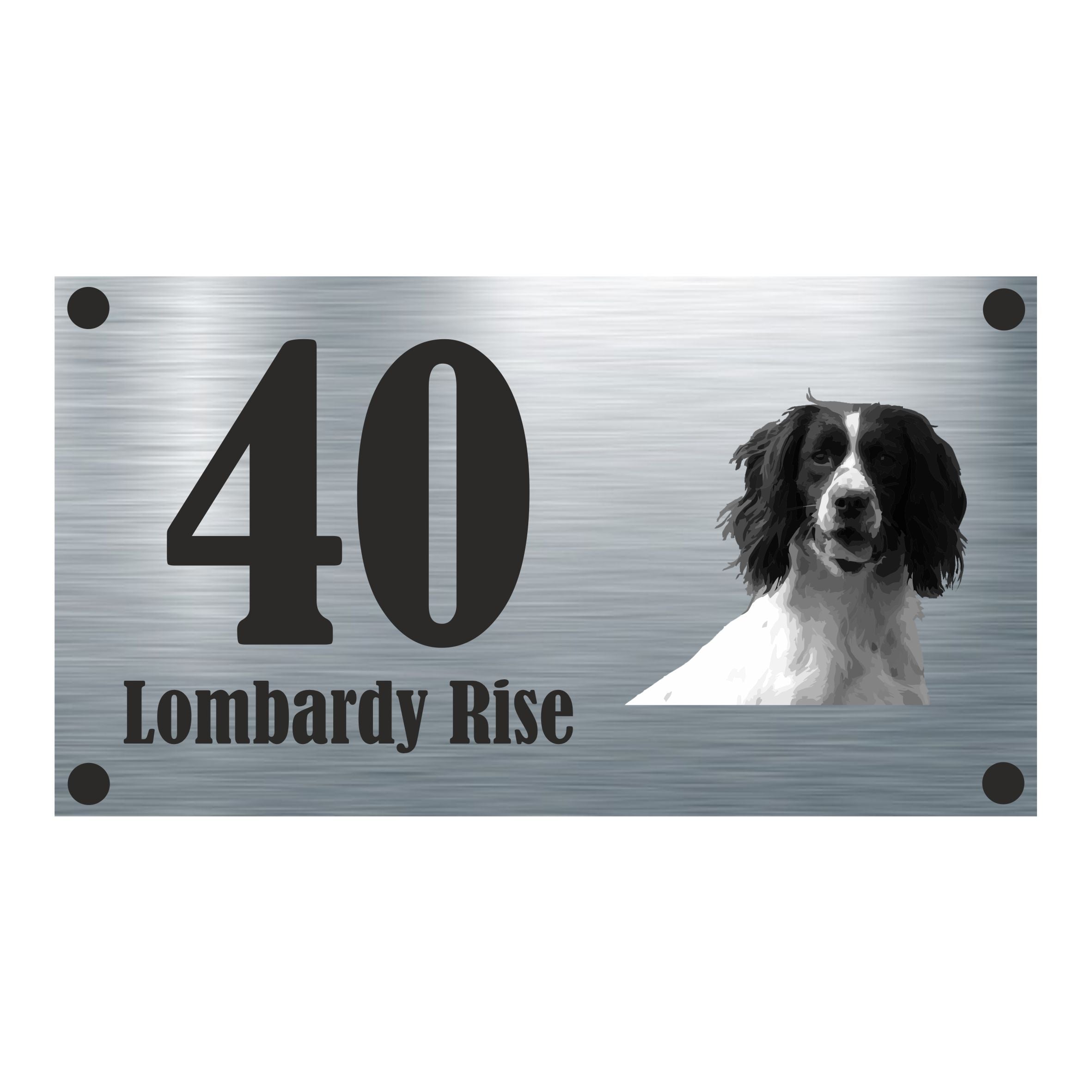 Dog Collection - Springer Spaniel Aluminium House Sign - Personalised