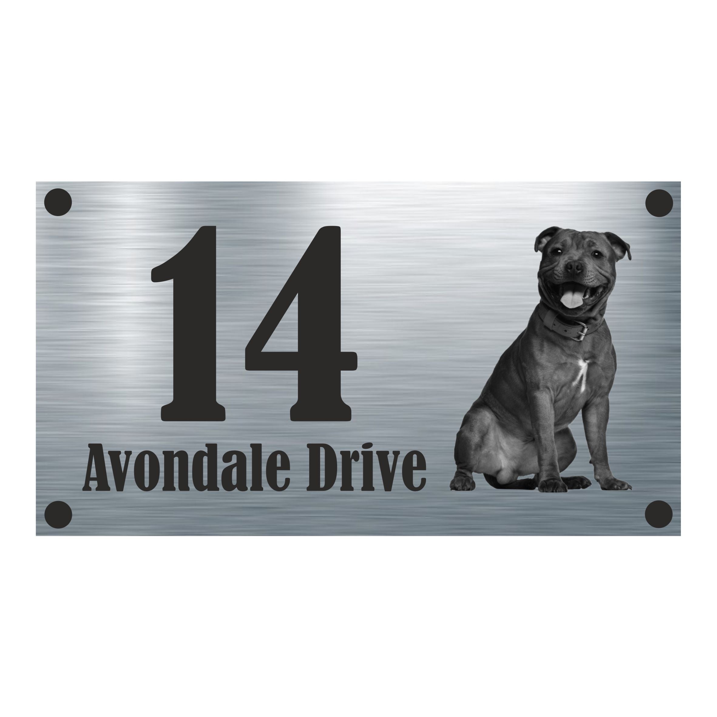 Dog Collection - Staffie Aluminium House Sign - Personalised