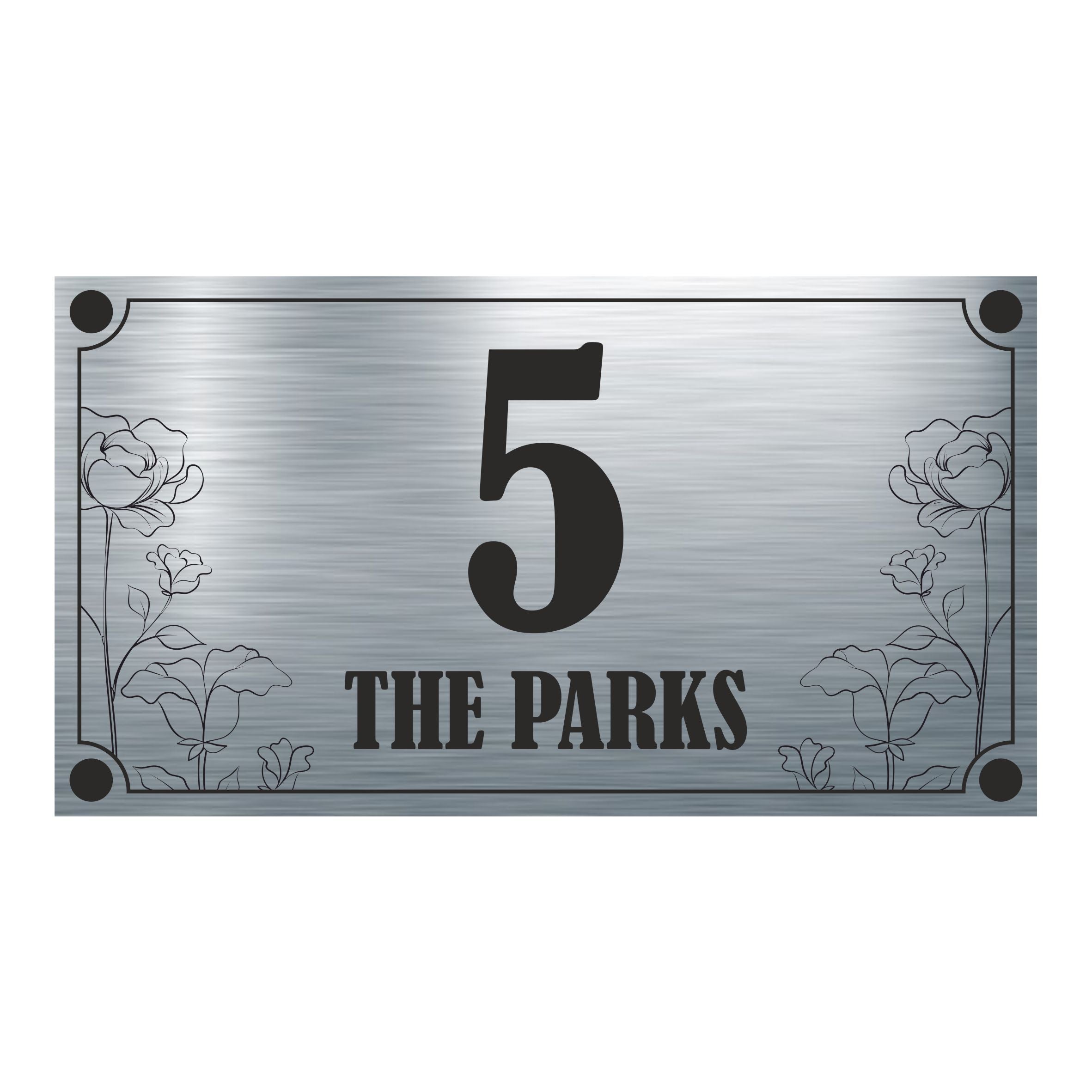 The Parks With Flowers - Aluminium House Sign - Personalised