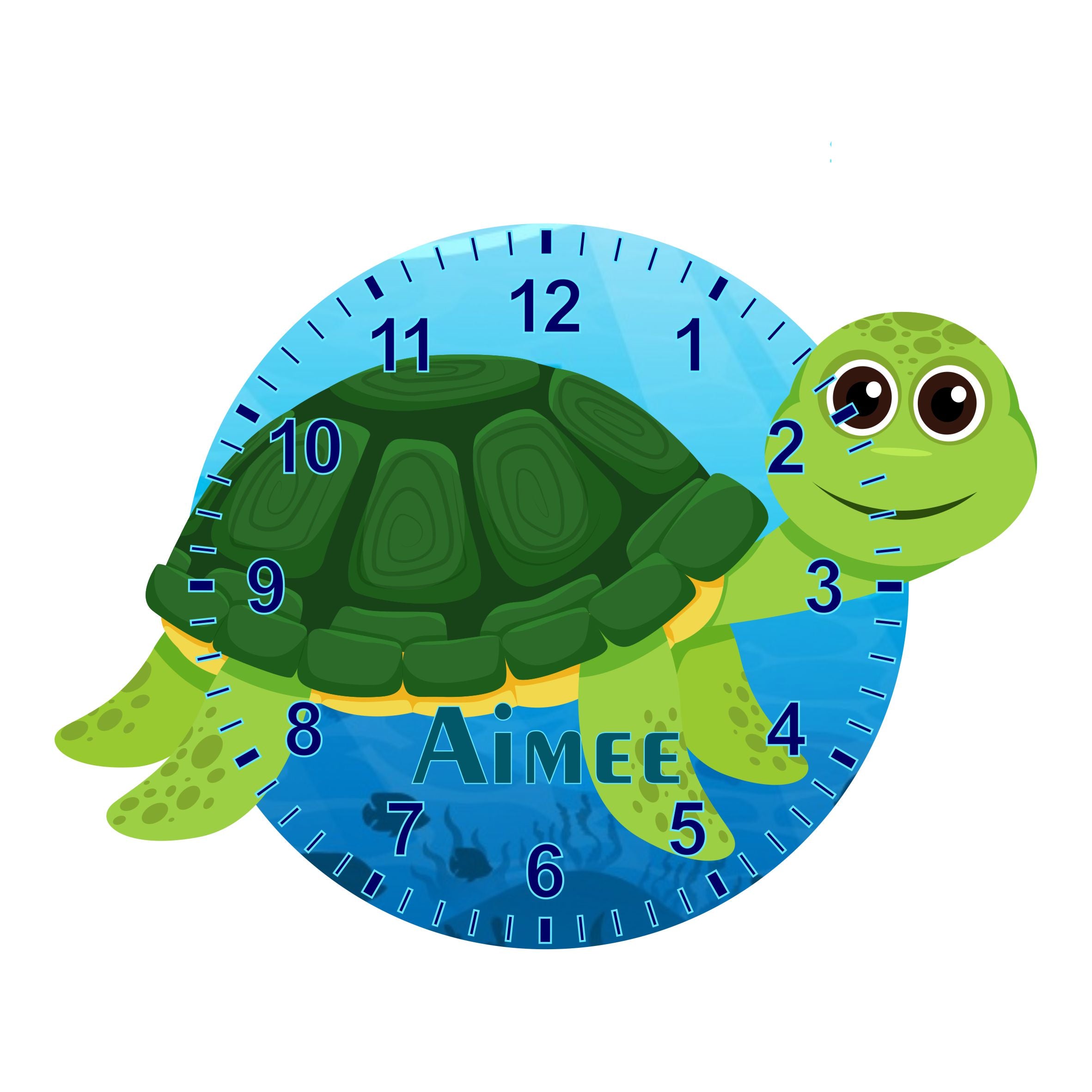 Turtle Shaped Kids Silent Clock - Bespoke Personalised Special Gift