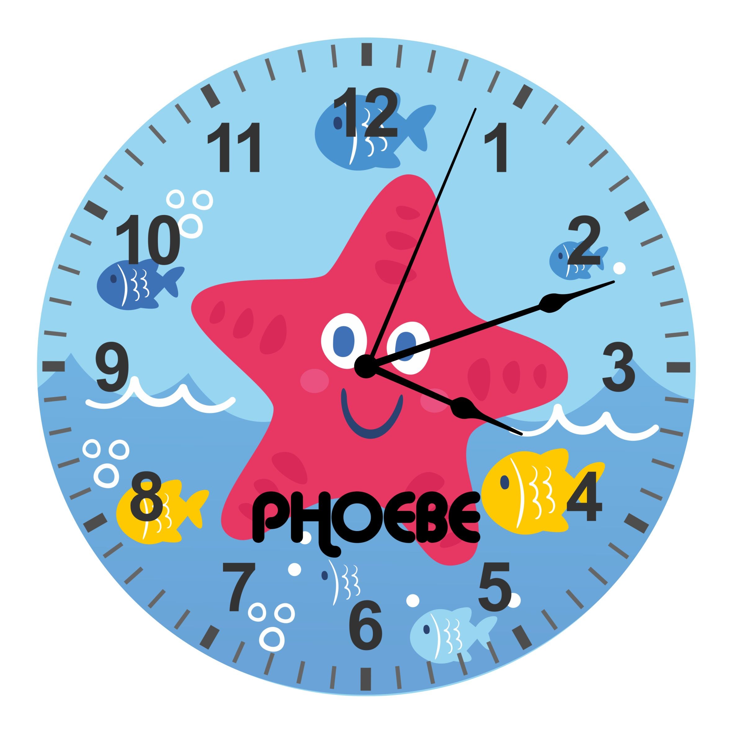 Under The Sea - Kids Starfish Silent Clock - Bespoke Personalised Special Gift
