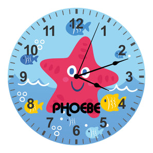 Under The Sea - Kids Starfish Silent Clock - Bespoke Personalised Special Gift