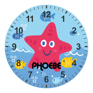 Under The Sea - Kids Starfish Silent Clock - Bespoke Personalised Special Gift