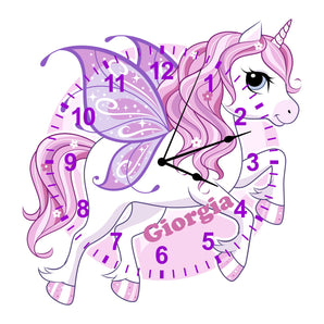 Unique Unicorn Shaped Kids Silent Clock - Bespoke Personalised Special Gift