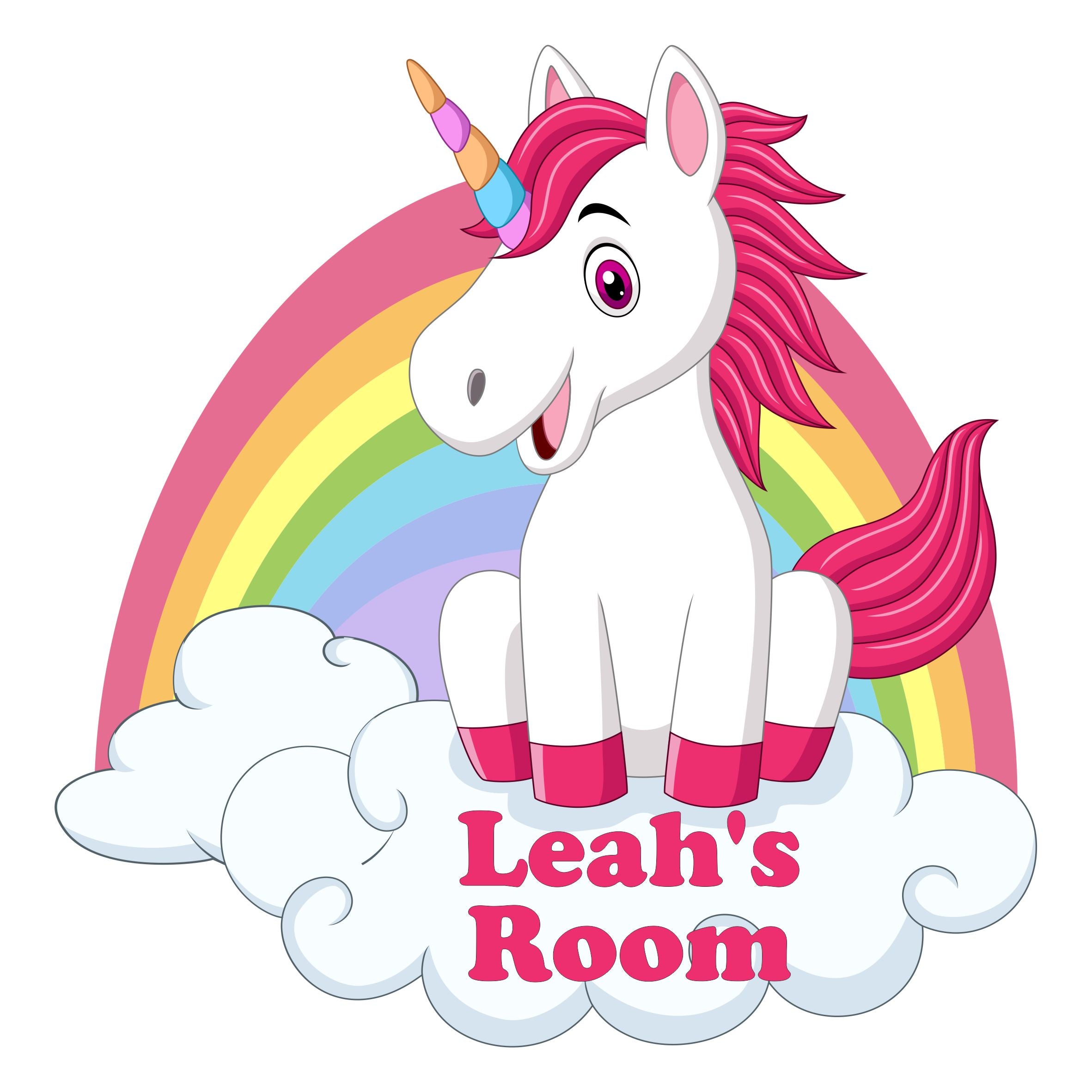 Personalised Unicorn Sitting on a Cloud Kids Bedroom Door Sign - Unique Gift