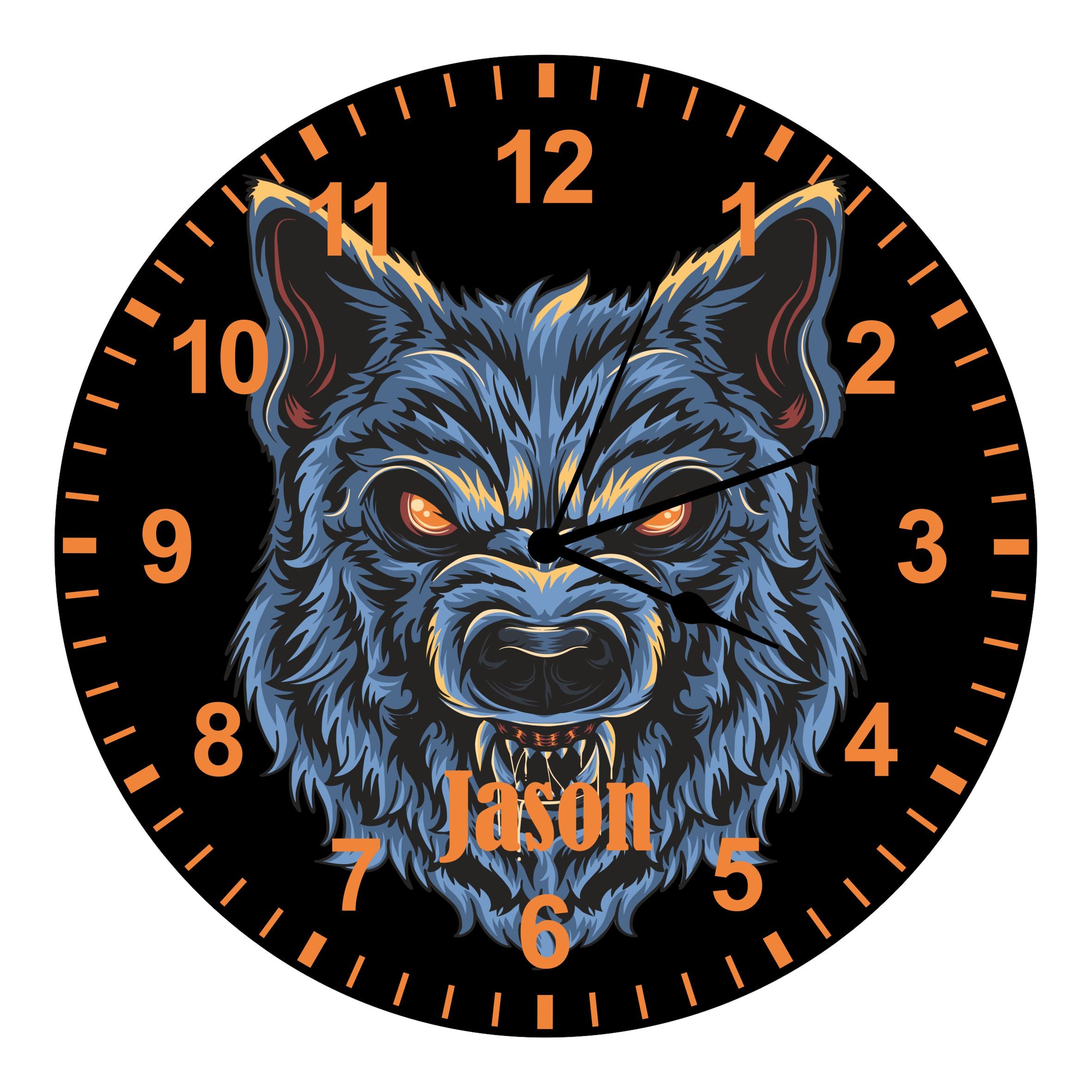 Werewolf Kids Silent Clock - Bespoke Personalised Special Gift